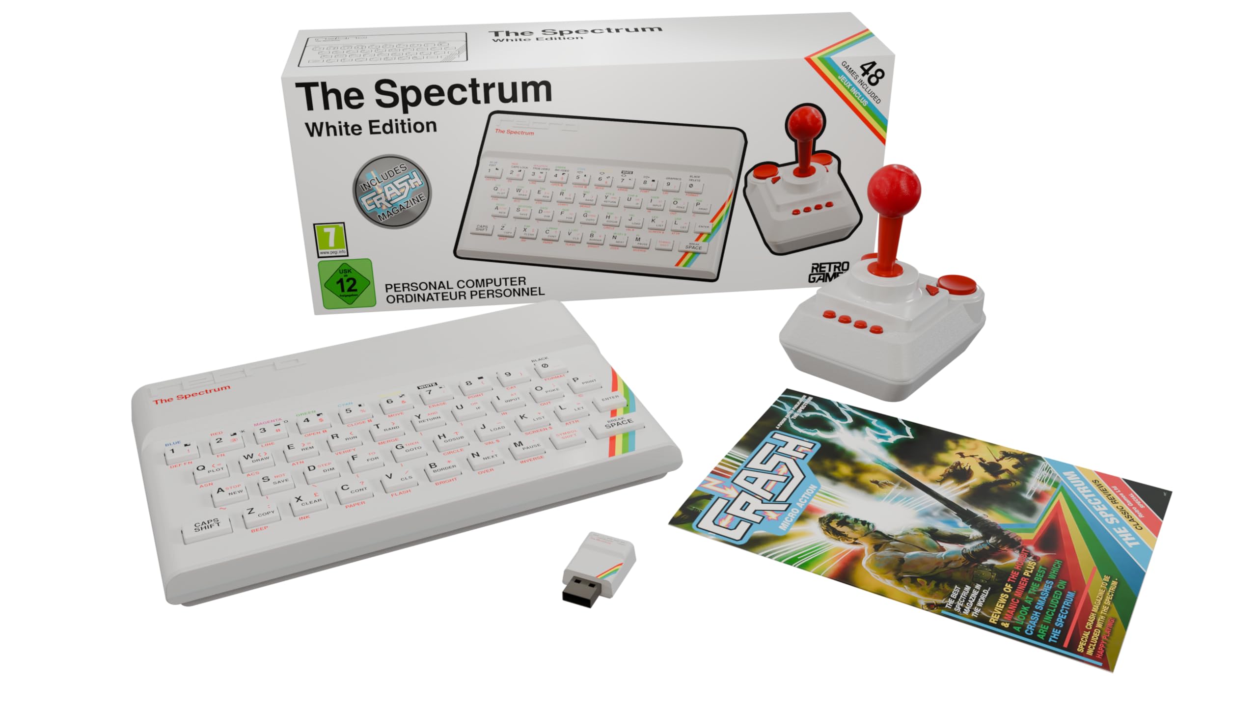 Retro Games The Spectrum White Edition - Emulates 48/128 Models | 40 Pre-loaded Games | White Plastic 1