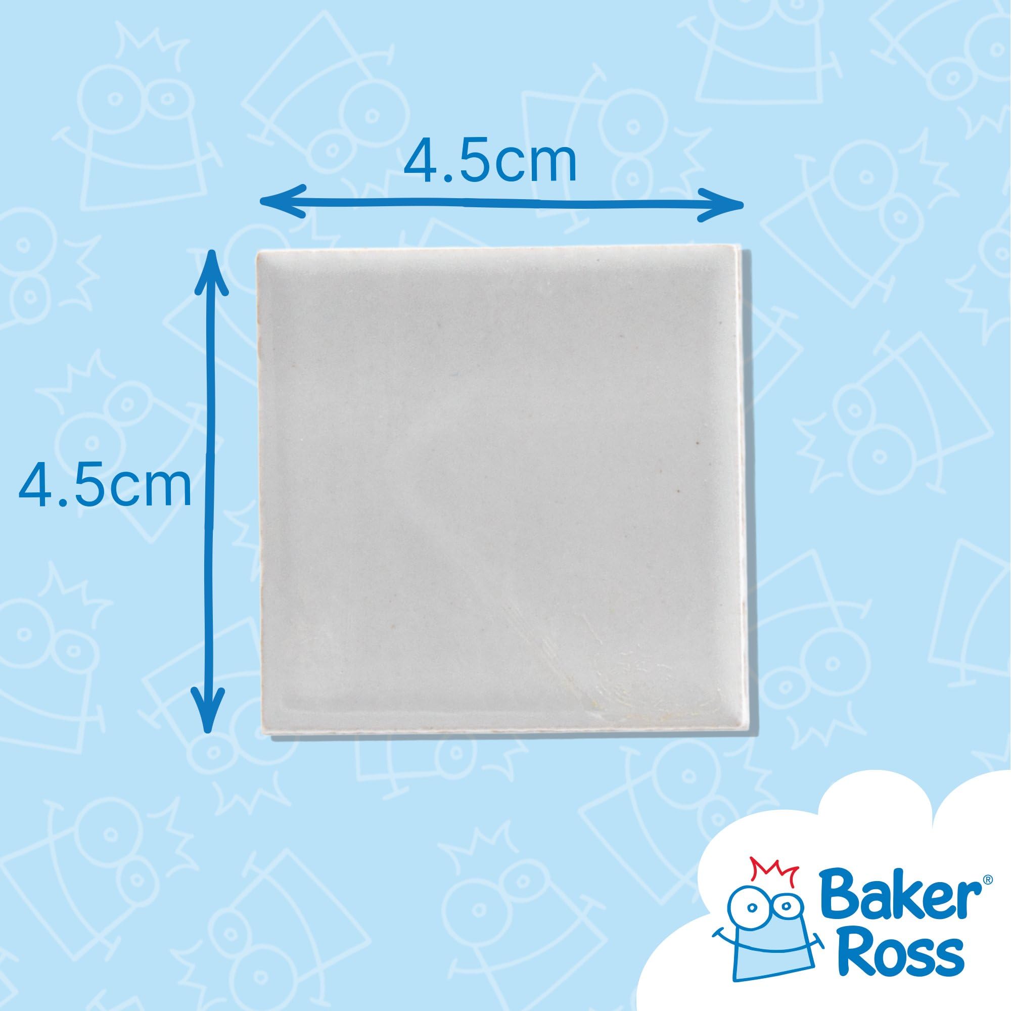 Baker Ross EK506 Porcelain Ceramic Tile Magnets - Pack of 10 | 4.5cm x 4.5cm | Customisable 3
