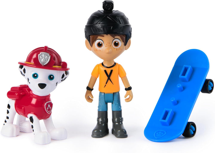 Paw Patrol Marshall and Daring Danny X Figures Set with Skateboard - Action Figures for Kids Ages 3-9