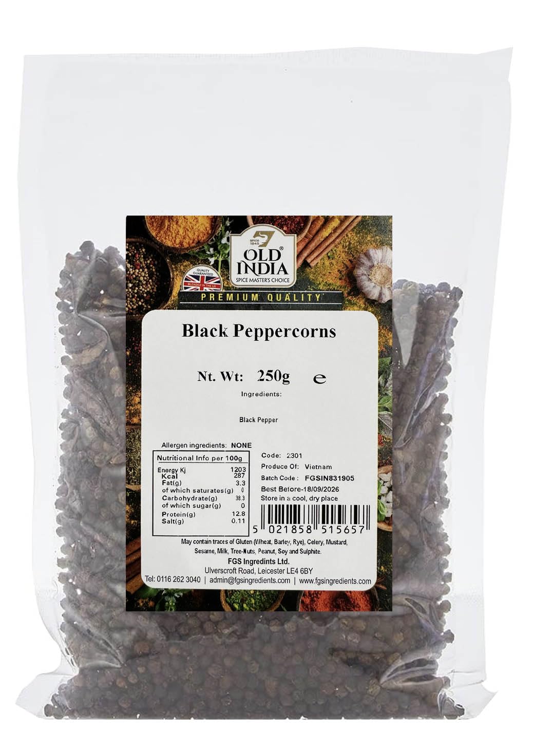 Old India Black Peppercorns - 100% Natural & Additive Free | 250g Pack 1
