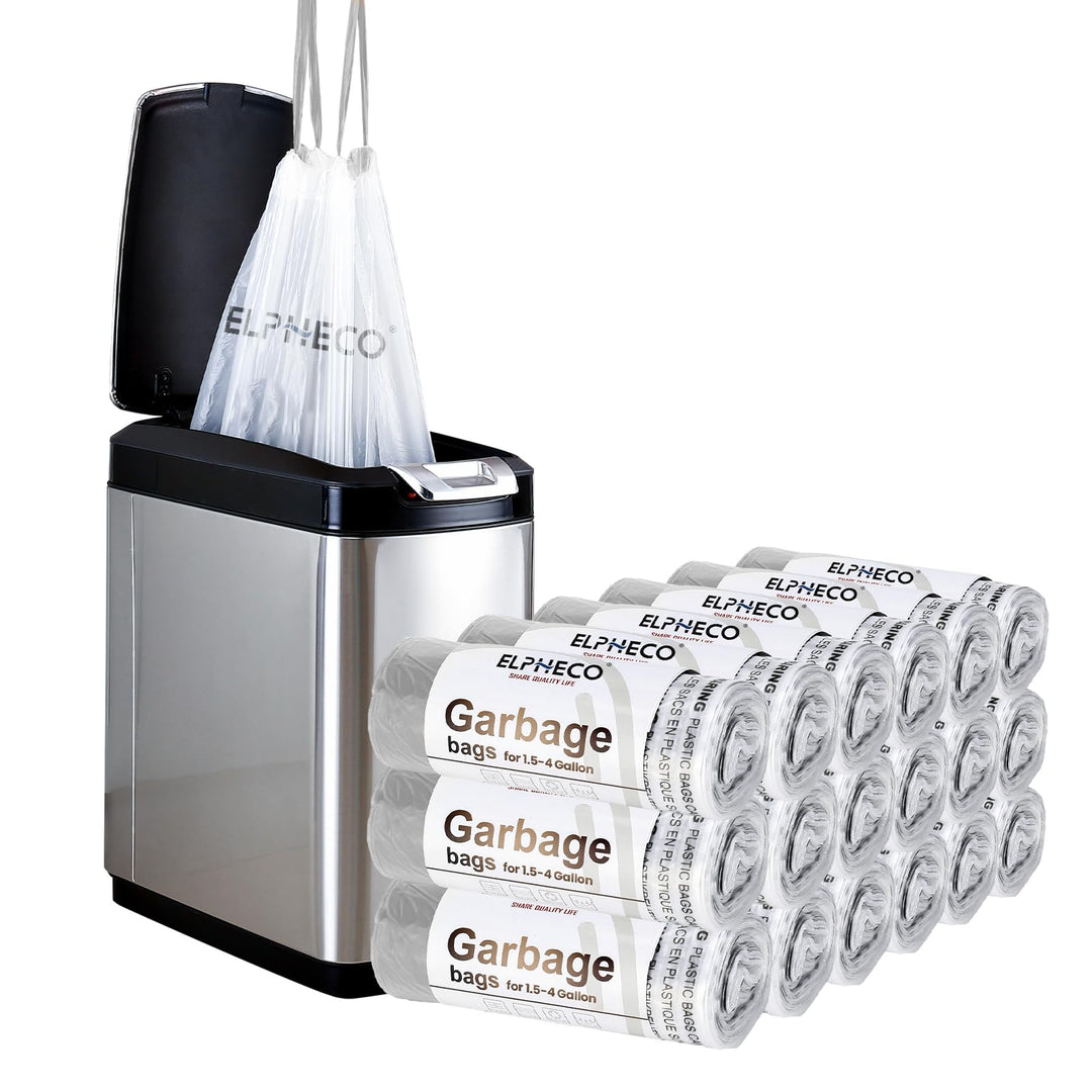 ELPHECO 180-Pack 15L Drawstring Bin Bags - Tear Resistant Trash Liners for Home, Bathroom, Kitchen & Office