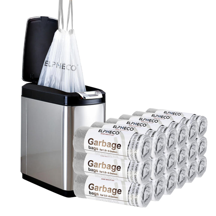 ELPHECO 180-Pack 15L Drawstring Bin Bags - Tear Resistant Trash Liners for Home, Bathroom, Kitchen & Office