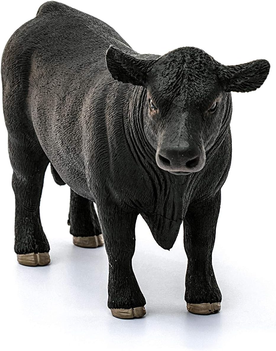Schleich 13879 Black Angus Bull - Realistic Farm Animal Figure for Kids 3+