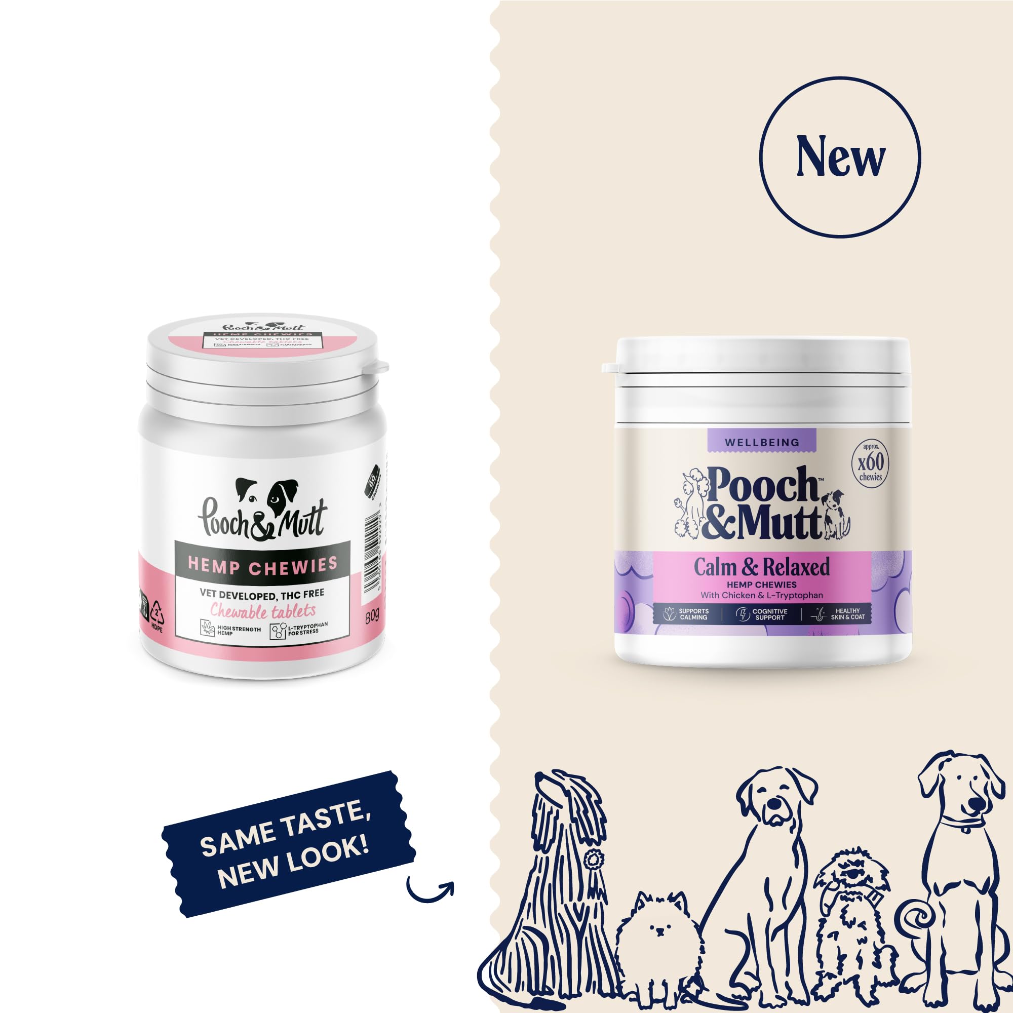 Pooch & Mutt Hemp Chewies Calming Treats for Dogs | Chicken Flavor | 80g Pack 2