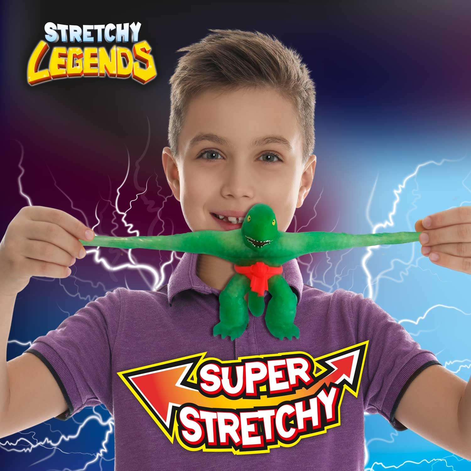 STRETCHY LEGENDS Megarex Stretchy Action Figure – Neon Slime Filled Dinosaur with Movable Jaw & 3 Accessories 3