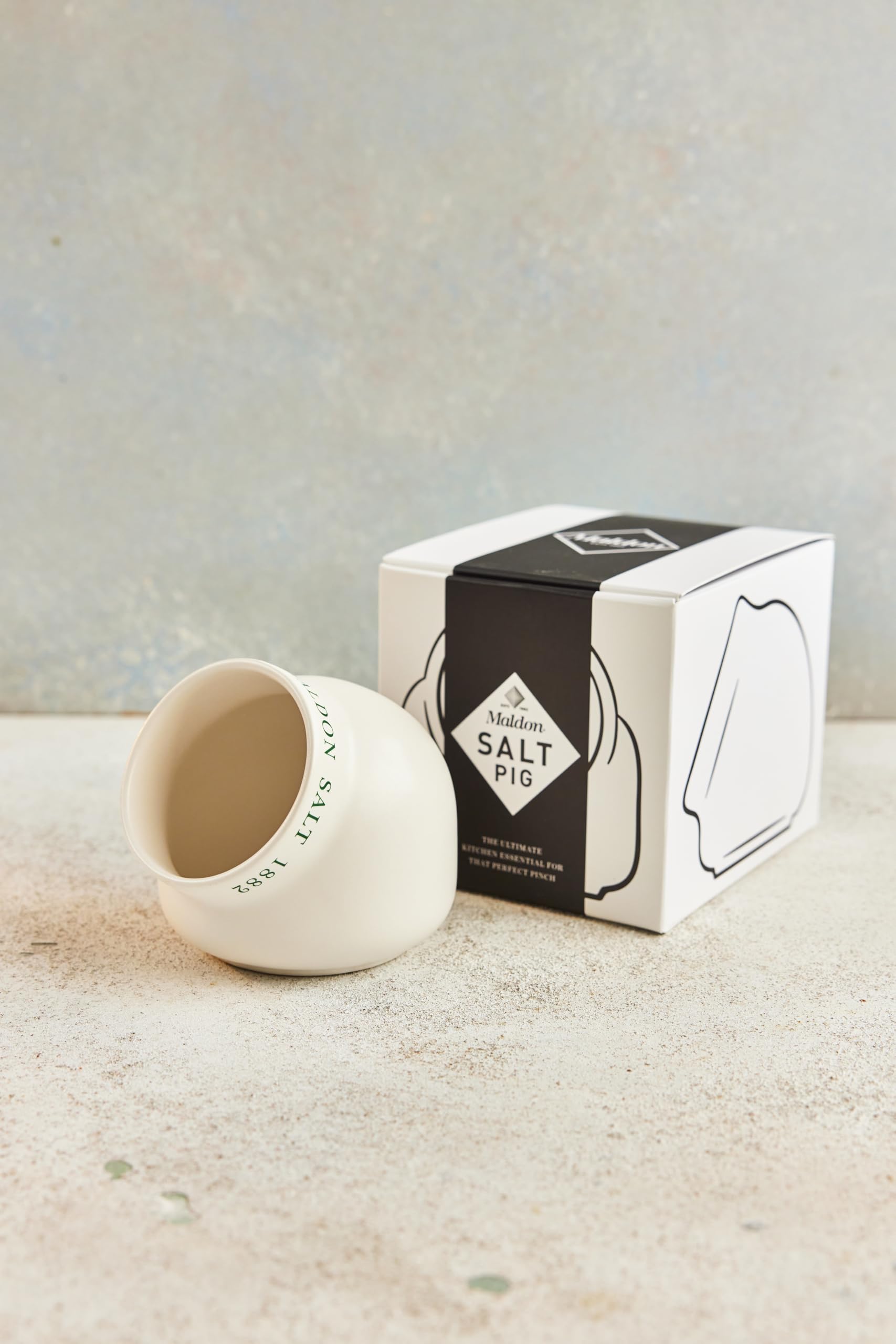 Maldon Ceramic Salt Pig - Classic Design for Countertop Storage | Cream/Off-white 2