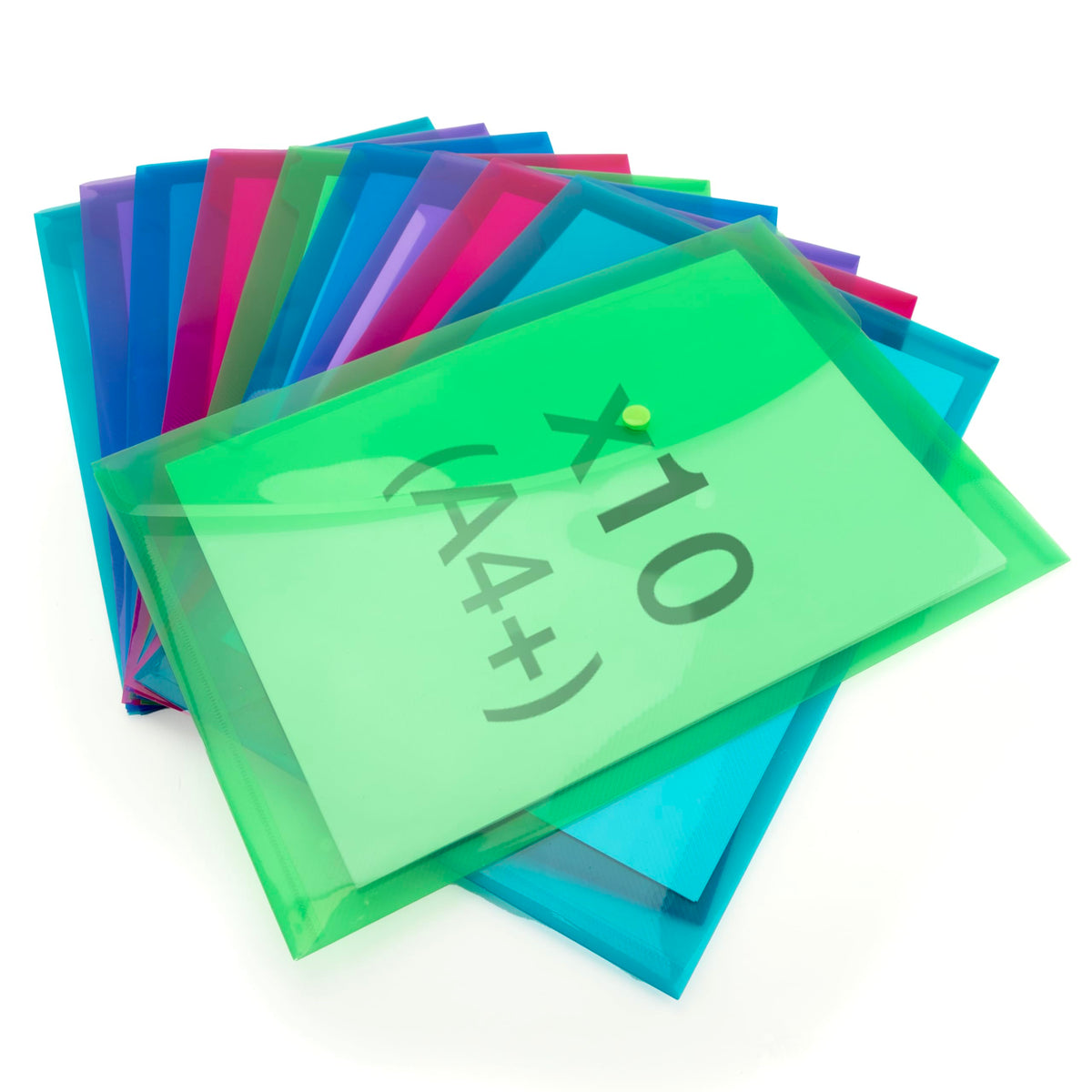 RAPESCO 1825 ECO Recycled Popper Wallets - A4+, Pack of 10 | Assorted Colours | 150 Sheet Capacity