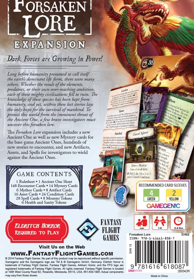 Fantasy Flight Games Eldritch Horror Expansion: Forsaken Lore (EH02)