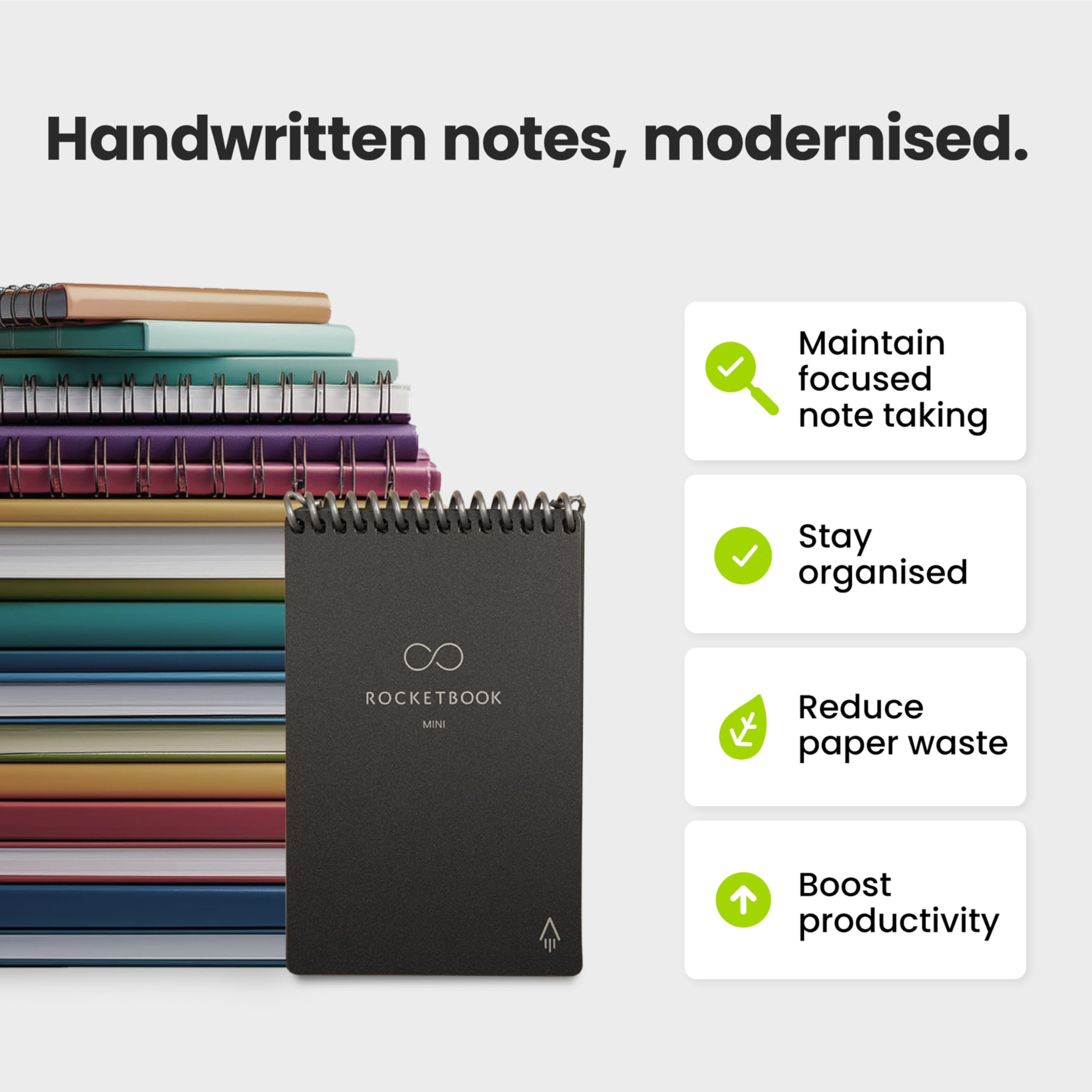 Rocketbook Mini Reusable Smart Notepad - Pocket Size 8.9 x 14 cm | Dot Grid | Black 7