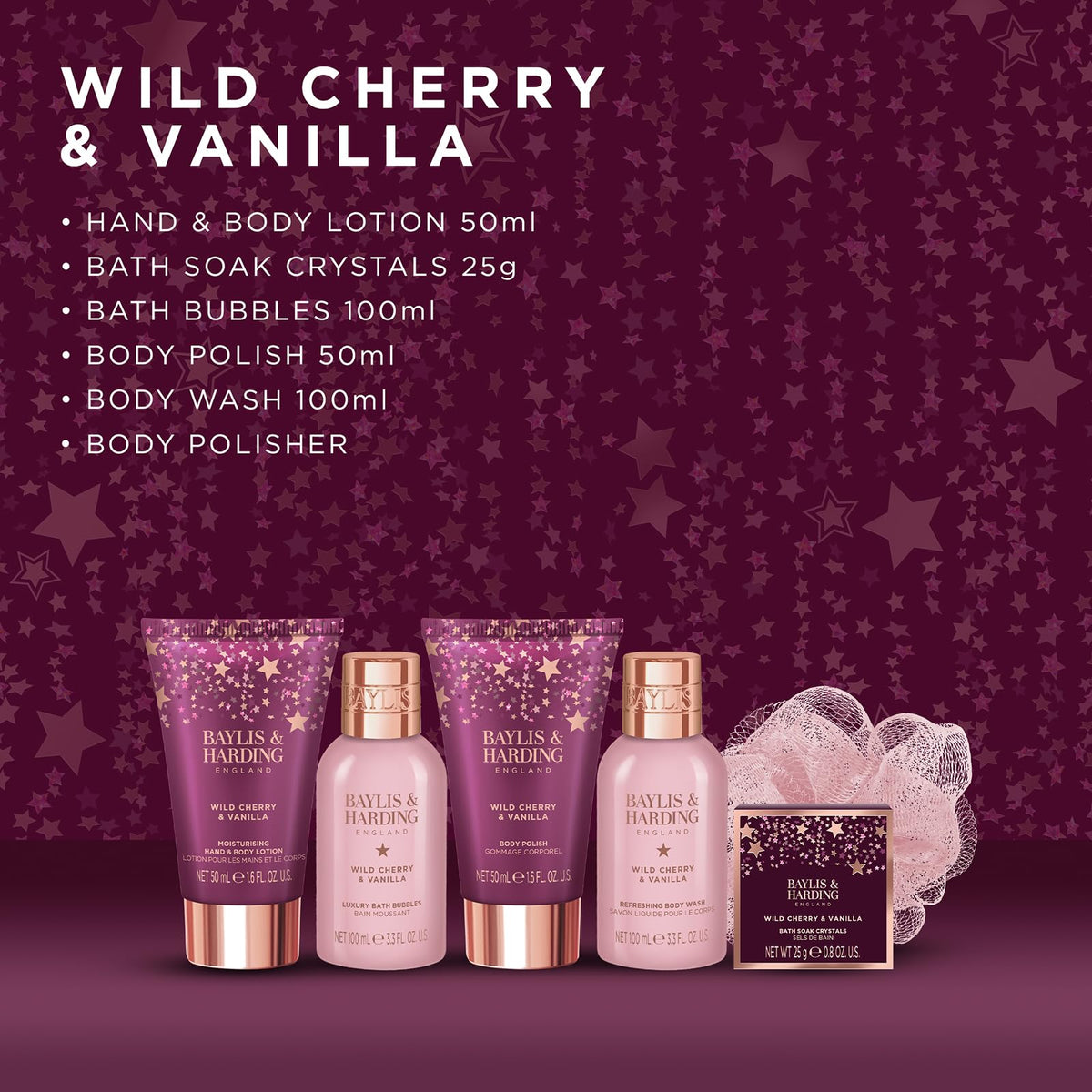 Baylis & Harding Midnight Cherry Luxury Pamper Present Gift Set - Vegan Friendly, Hydrating 3