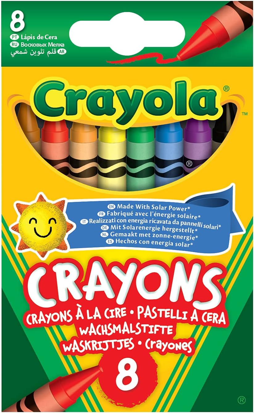8 Vibrant Wax Crayons - Double Wrapped for Extra Strength, Reusable Box 1
