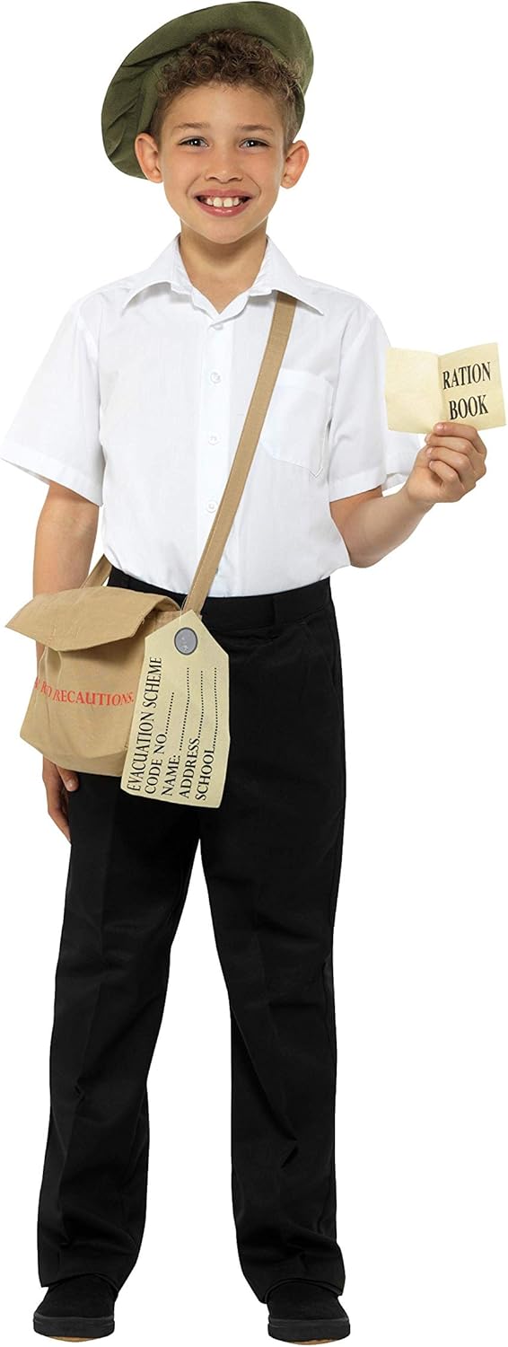 Smiffys Evacuee Instant Kit - Brown with Hat, Bag & Ration Book 1