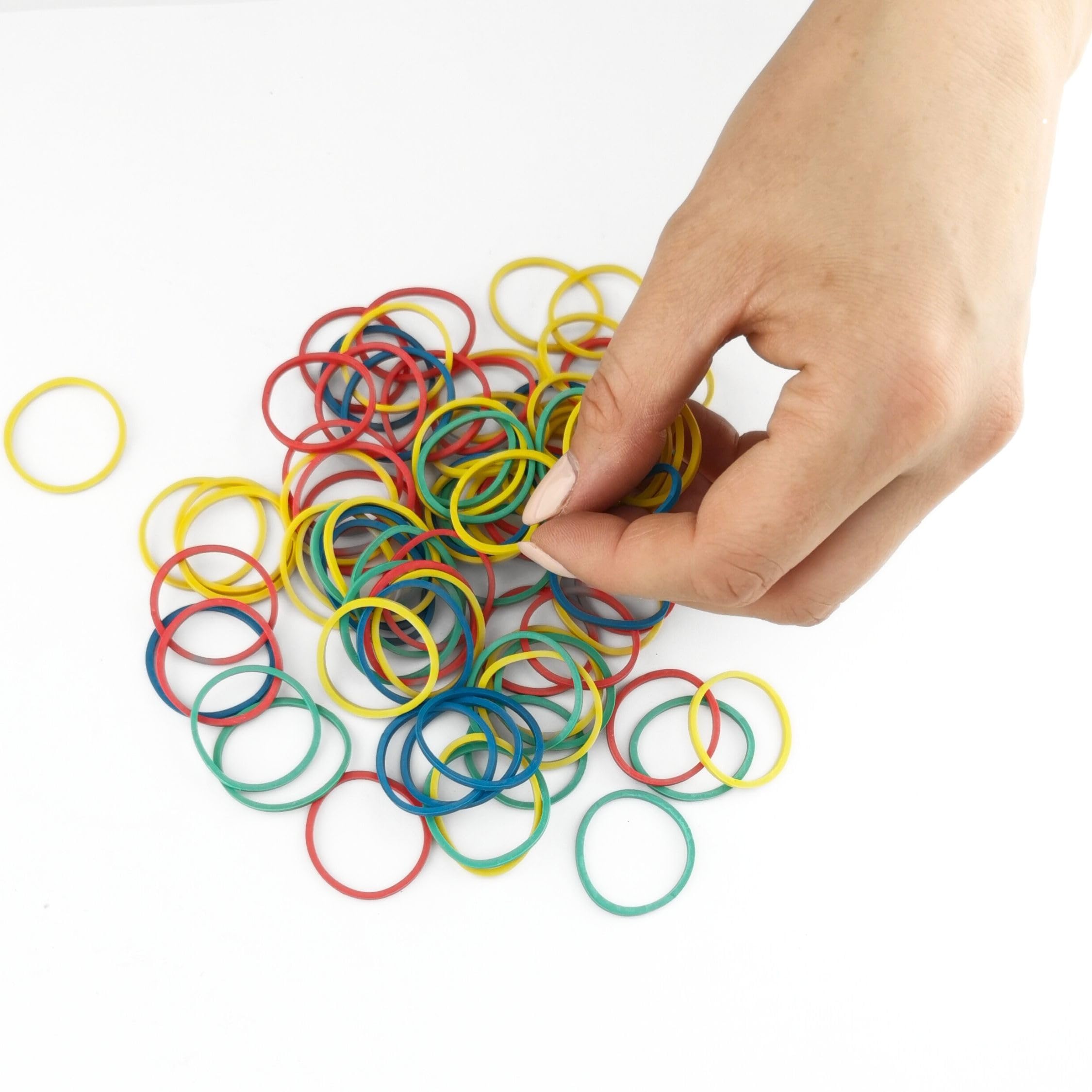 D.RECT Rubber Bands - 100g Bag | 25mm Diameter x 1.5mm Width | Assorted Colours 7