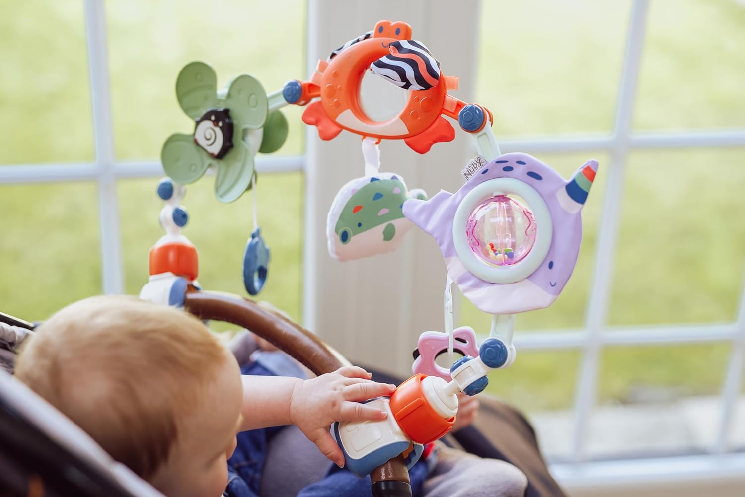 Nuby Ocean Friends Pram Toy Arch - Interactive Baby Toy for Sensory & Motor Skill Development 2