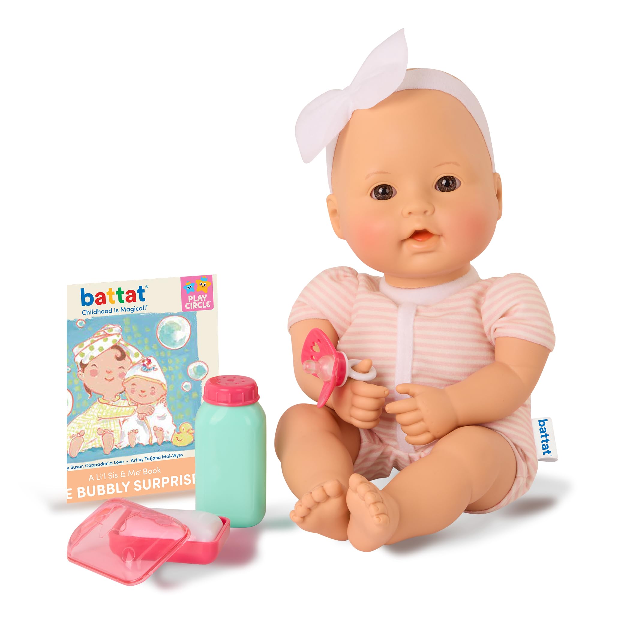 Baby Sweetheart 12-Inch Soft Body Bath Time Doll with Storybook and Accessories | Ages 2+ 1