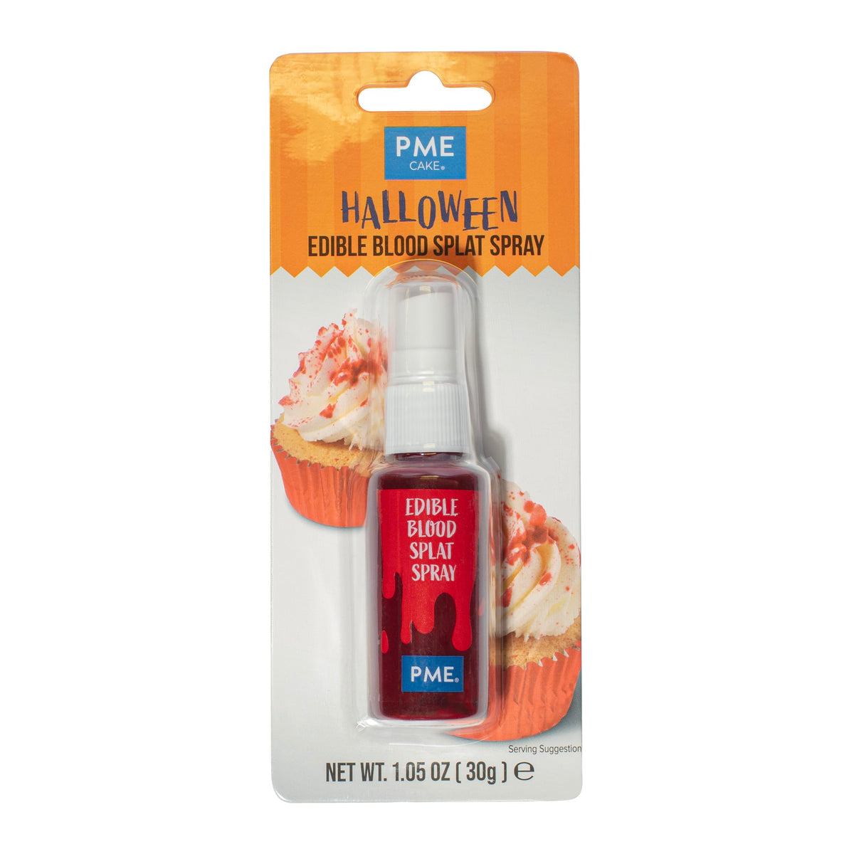 PME Blood Splat Edible Food Colouring Spray - Realistic Halloween Cake Decoration | 30ml Red Liquid