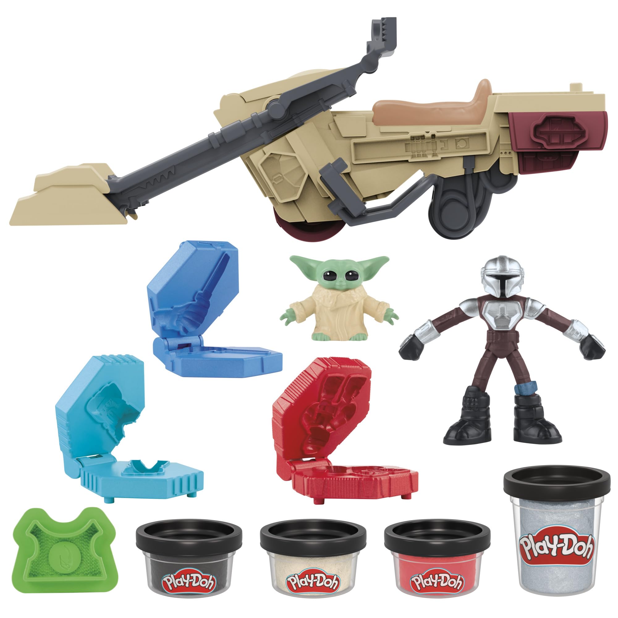 Play-Doh STAR WARS: THE MANDALORIAN Launching Speeder Playset - Action Figures & Vehicle for Kids 4+ 1