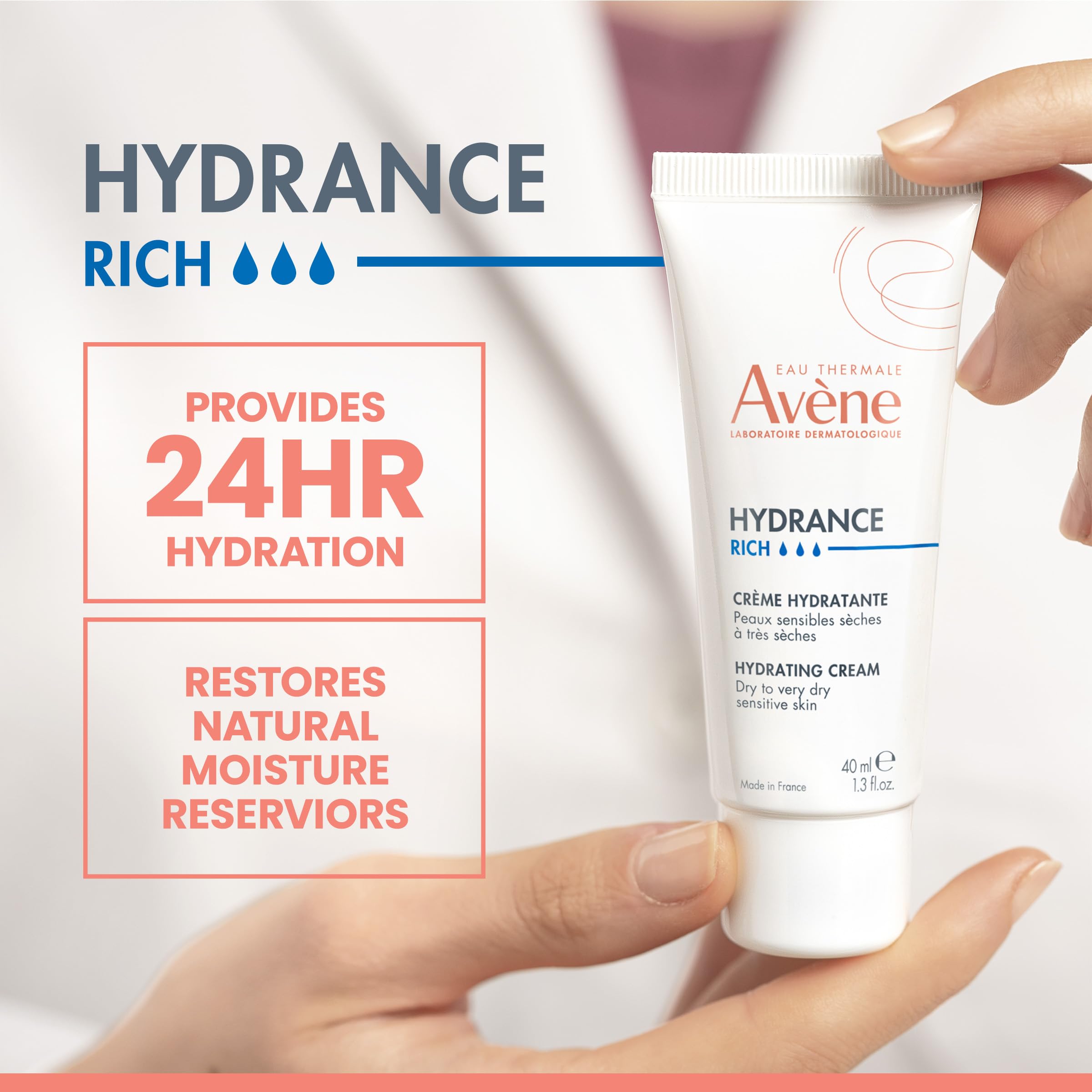 Avene Hydrance Hydrating Cream - Long-Lasting Moisture | 40 ml | All Skin Types