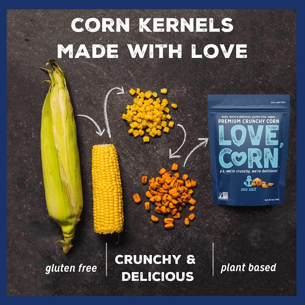 LOVE CORN Sea Salt Crunchy Corn Snack 20g x 24 Bags – Gluten Free Vegan Snack 4