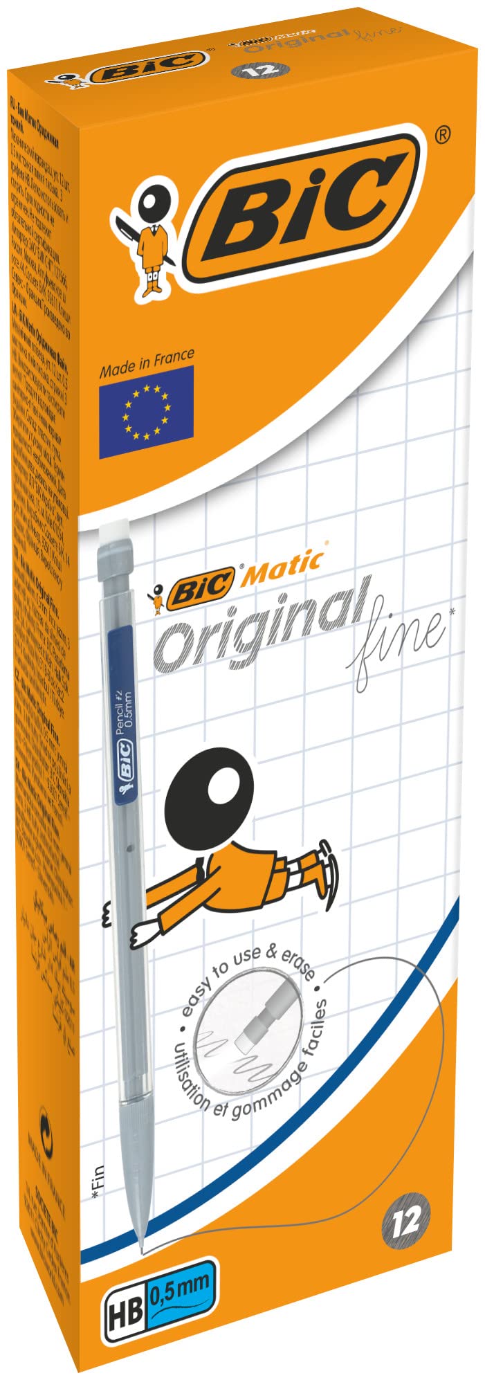 BIC Matic Original Mechanical Pencils - Box of 12 | 0.5mm Fine Point HB Lead | Includes Eraser & 3 Refills 1