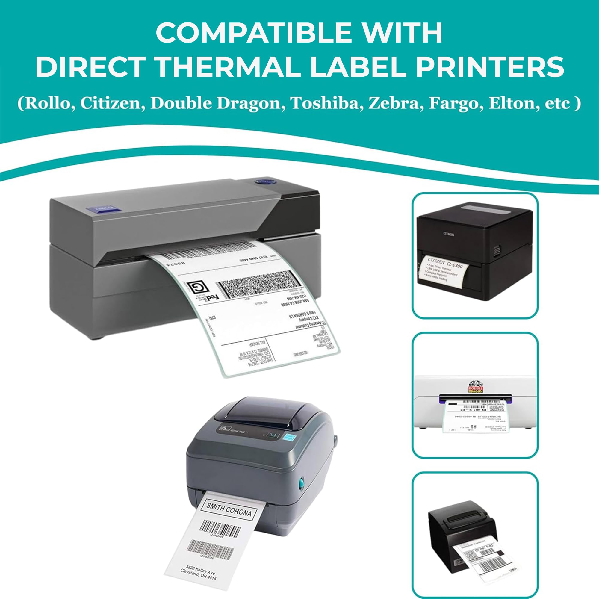 Double Dragon 100x150mm Shipping Labels | 500 Fanfold, Coated, Direct Thermal