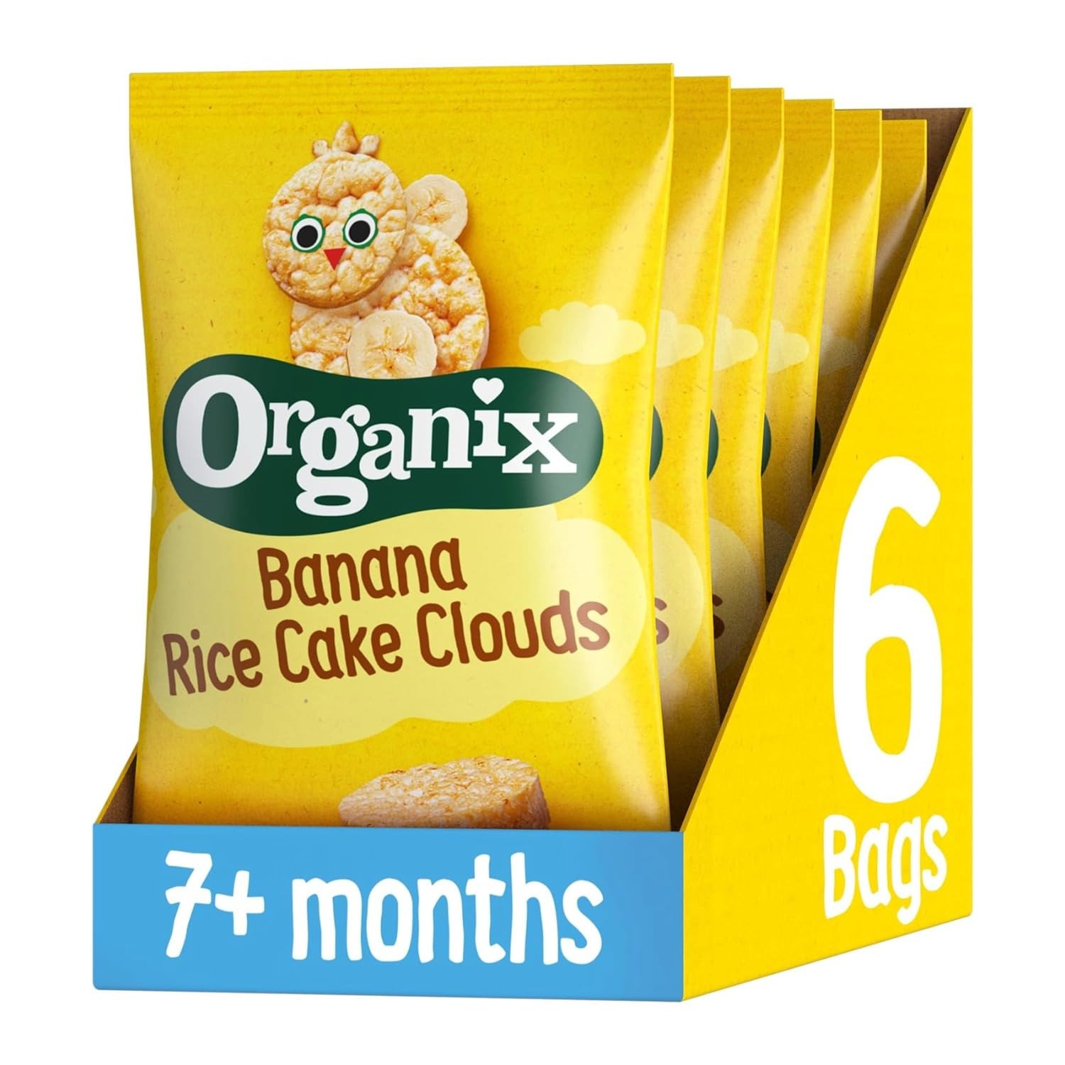 Organix Banana Rice Cake Clouds - Organic Baby Snack | 7+ Months | 40g Pack of 6