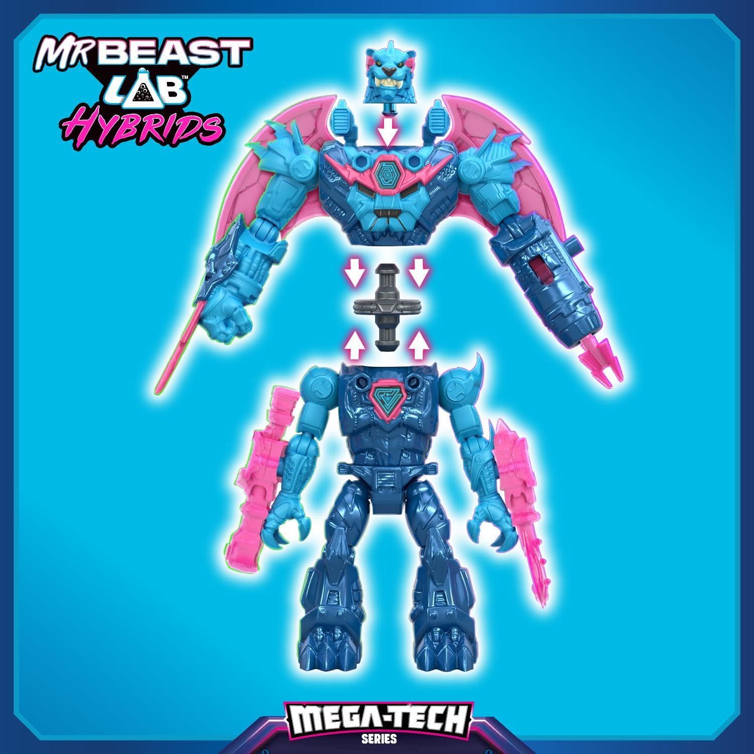 MrBeast Lab Hybrids Mega Pack - 4 Mix & Match Action Figures, 7 Accessories 7