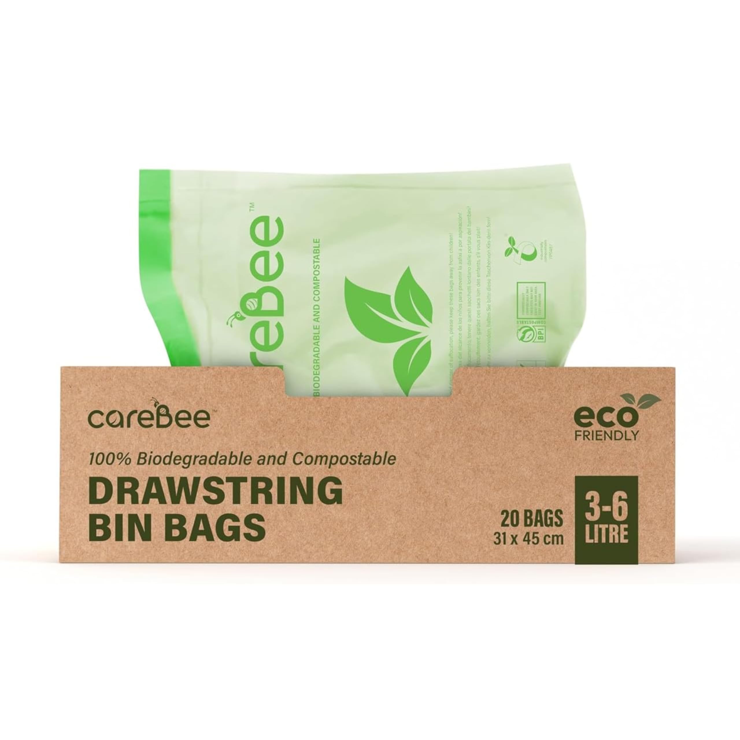 CareBee Heavy Duty Drawstring Bin Bags | 3-6L Capacity | Pack of 20 1