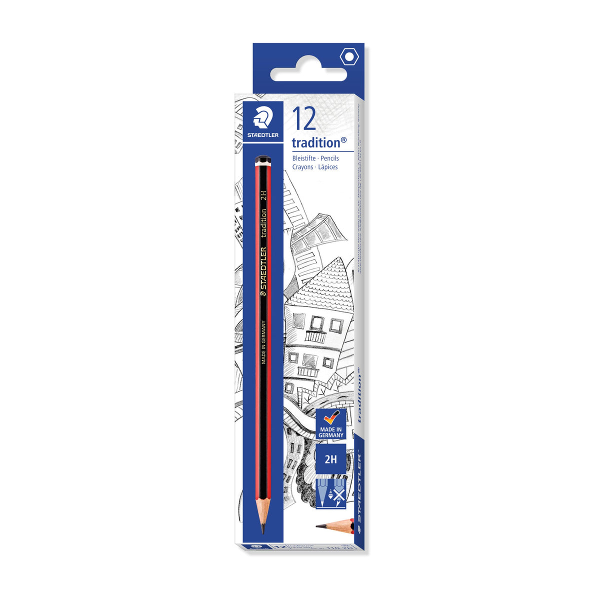 STAEDTLER Tradition 110-2H Pencil - 2H Hardness | 2mm Lead | Box of 12