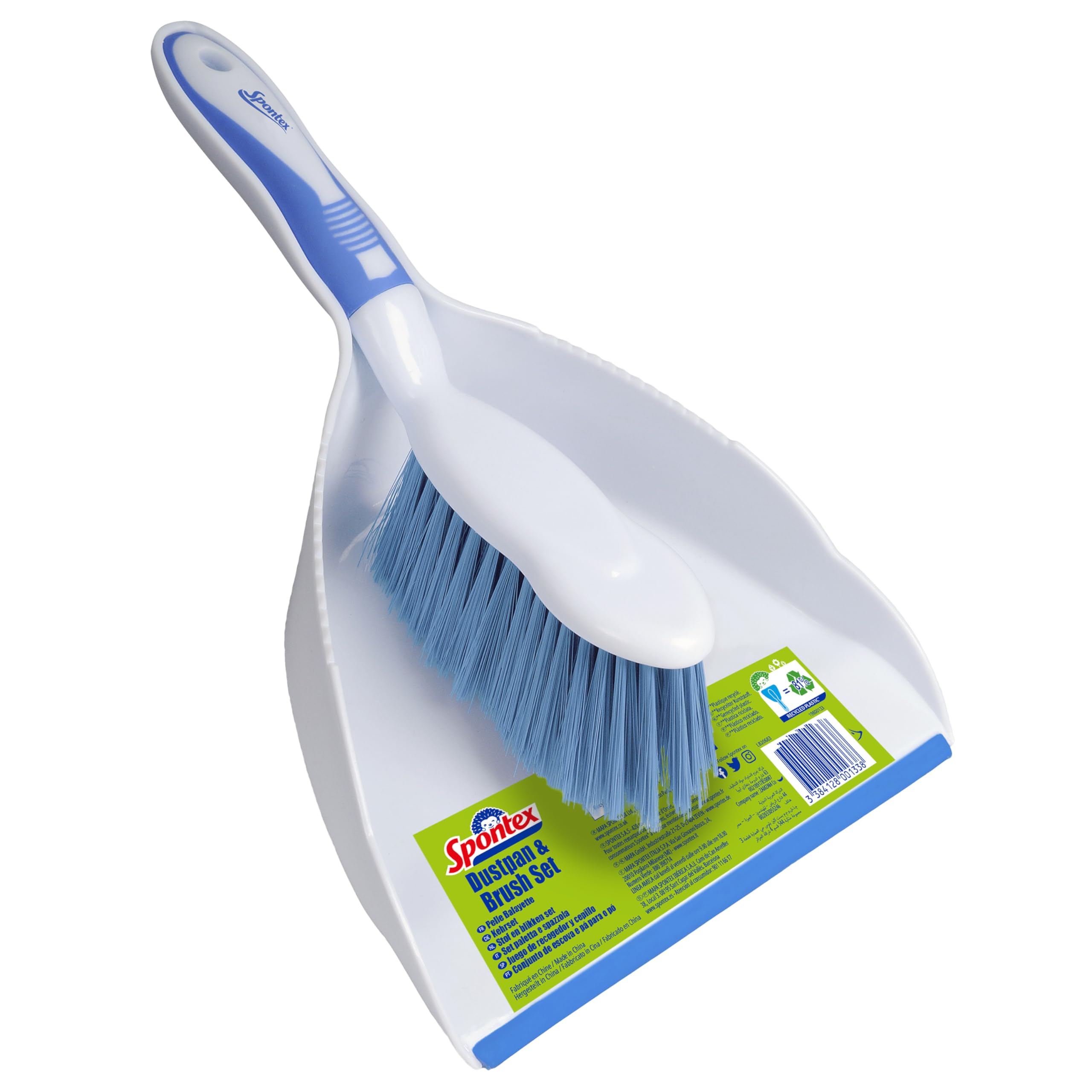 Spontex Dustpan and Brush Set - Large Capacity Dustpan with Rubber Lip | Durable Bristles | White 1