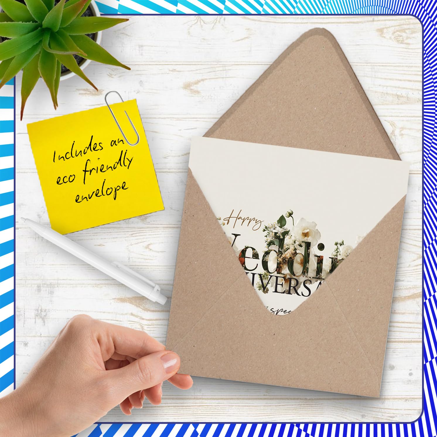 Stuff4 Sentimental Anniversary Card - Elegant Florals & Gold Accents | 145mm Square 5
