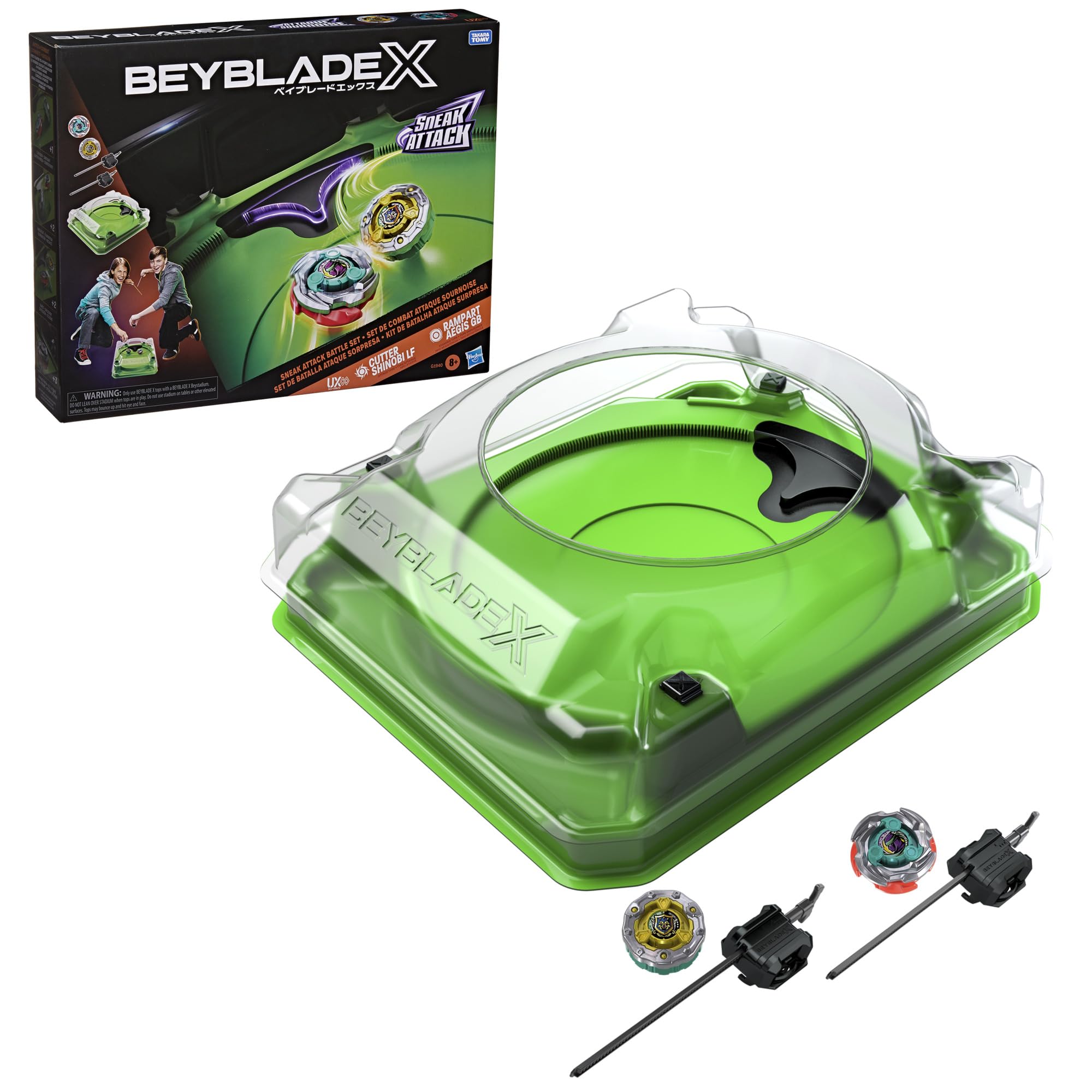 Hasbro Beyblade X Sneak Attack Battle Set with Beystadium Arena, 2 Right-Spinning Tops, Ages 8+ 1