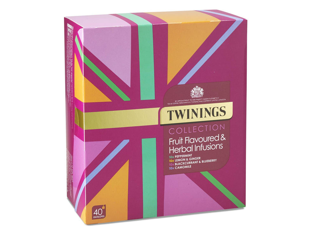 Twinings Infusions Selection Variety Gift Set - 40 Enveloped Teabags with Peppermint, Lemon & Ginger, Blackcurrant & Blueberry, Camomile