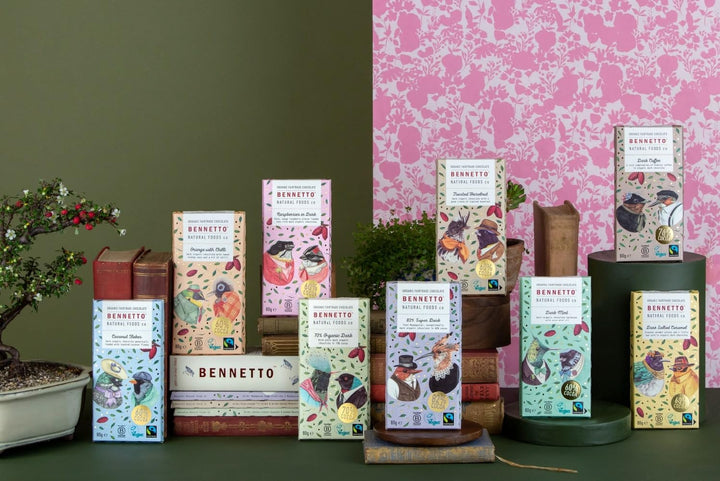 Bennetto Raspberries in Dark Chocolate Bar - Organic, Vegan, Fairtrade, 60% Cocoa