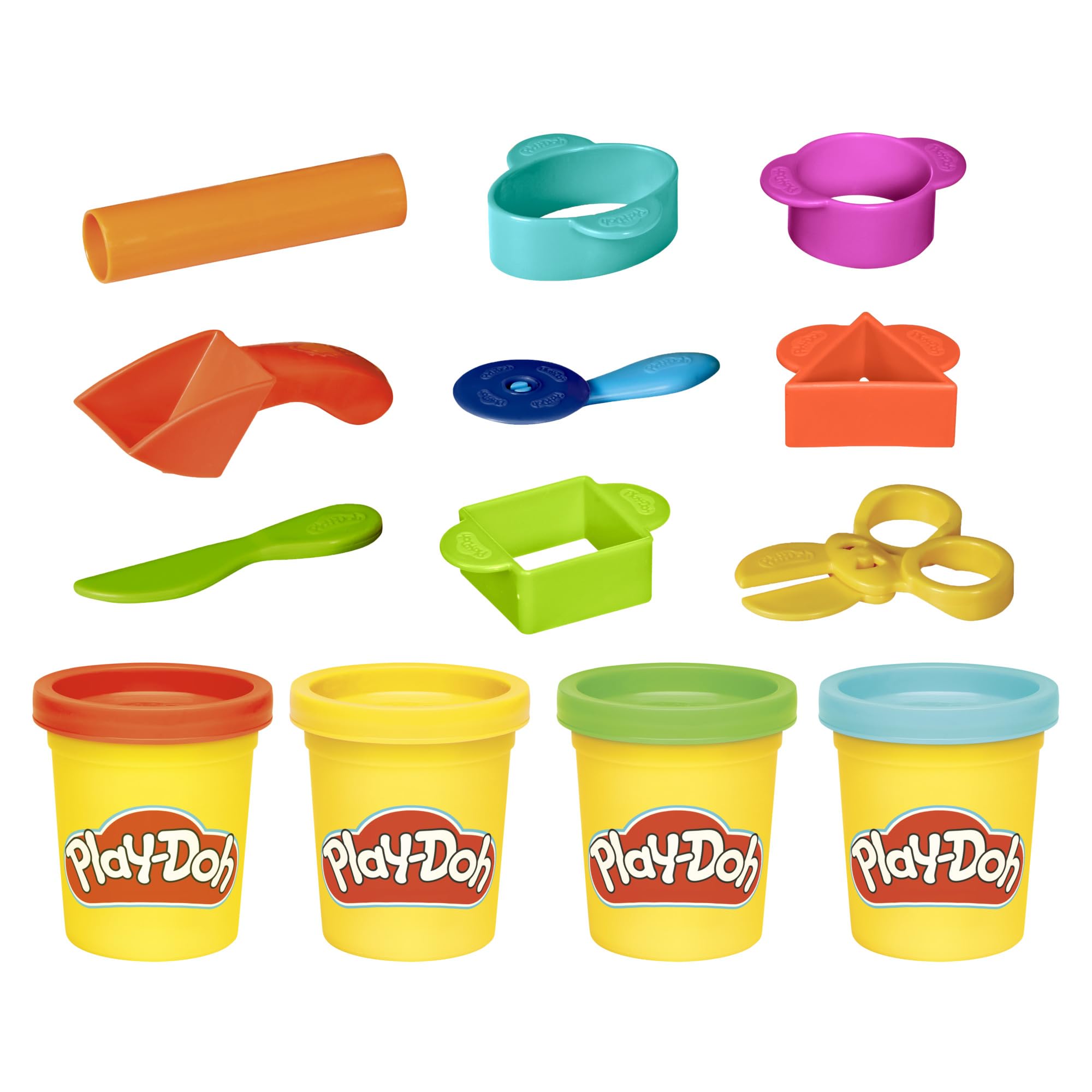 Play-Doh Starter Set - 9 Tools, 4 Colors, Reusable Travel Bag for Kids 3+ 4