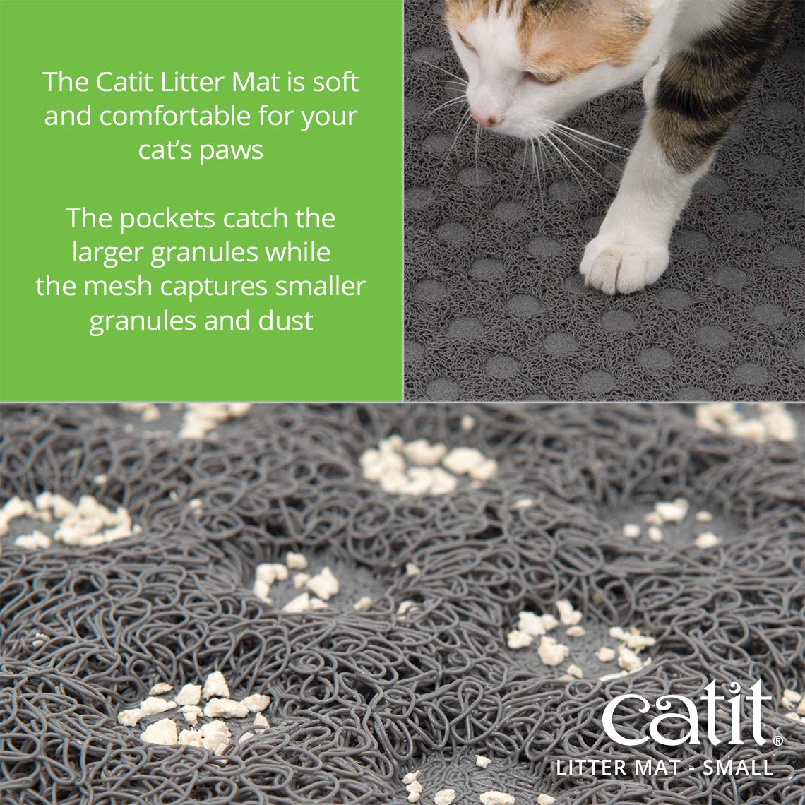 Catit Litter Mat - Soft Grippy Surface for Litter Containment | 40 x 60 cm | Gray 2