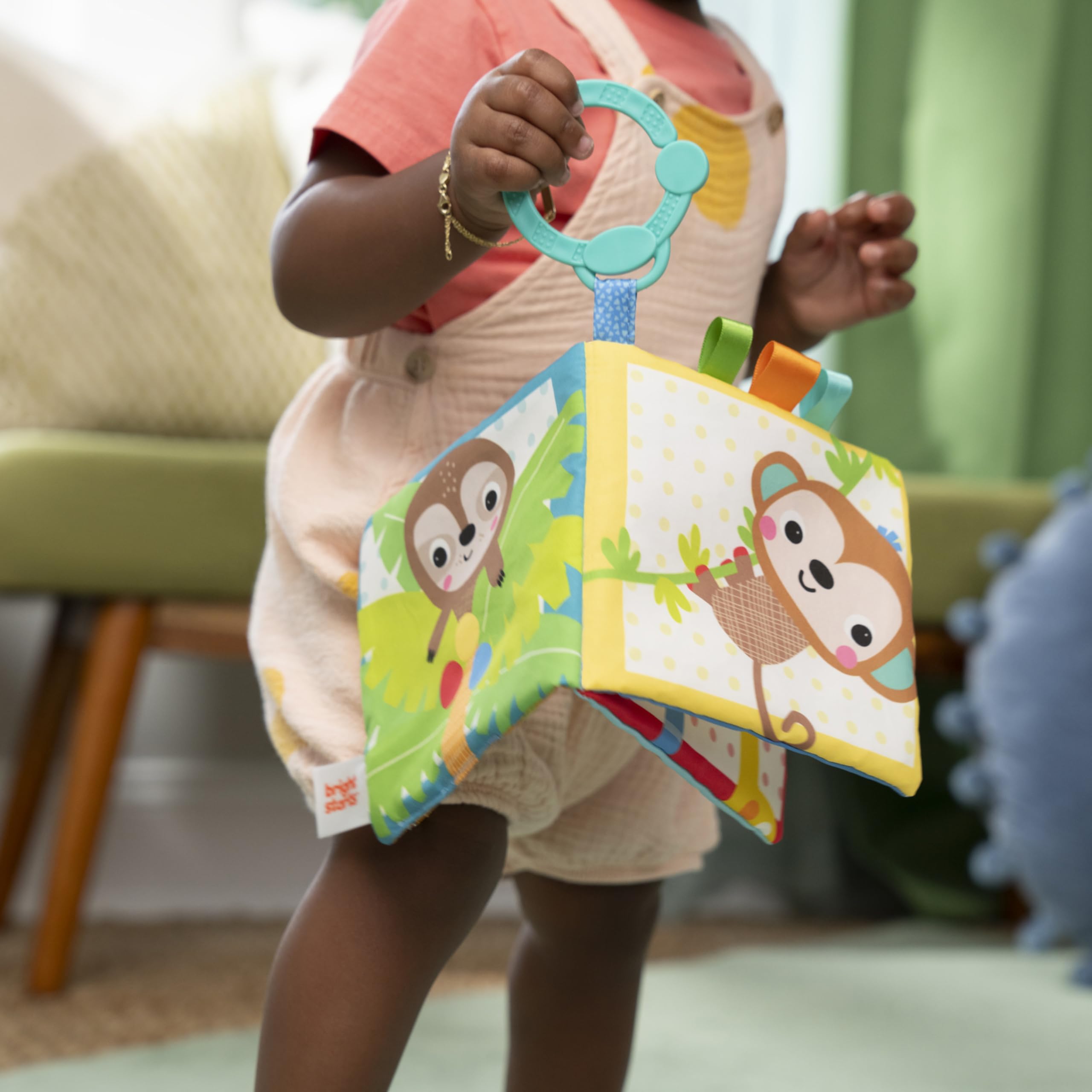 Bright Starts Safari Buddies Soft Crinkle Book Stroller Toy | Sensory Stimulation | Unisex Baby 3