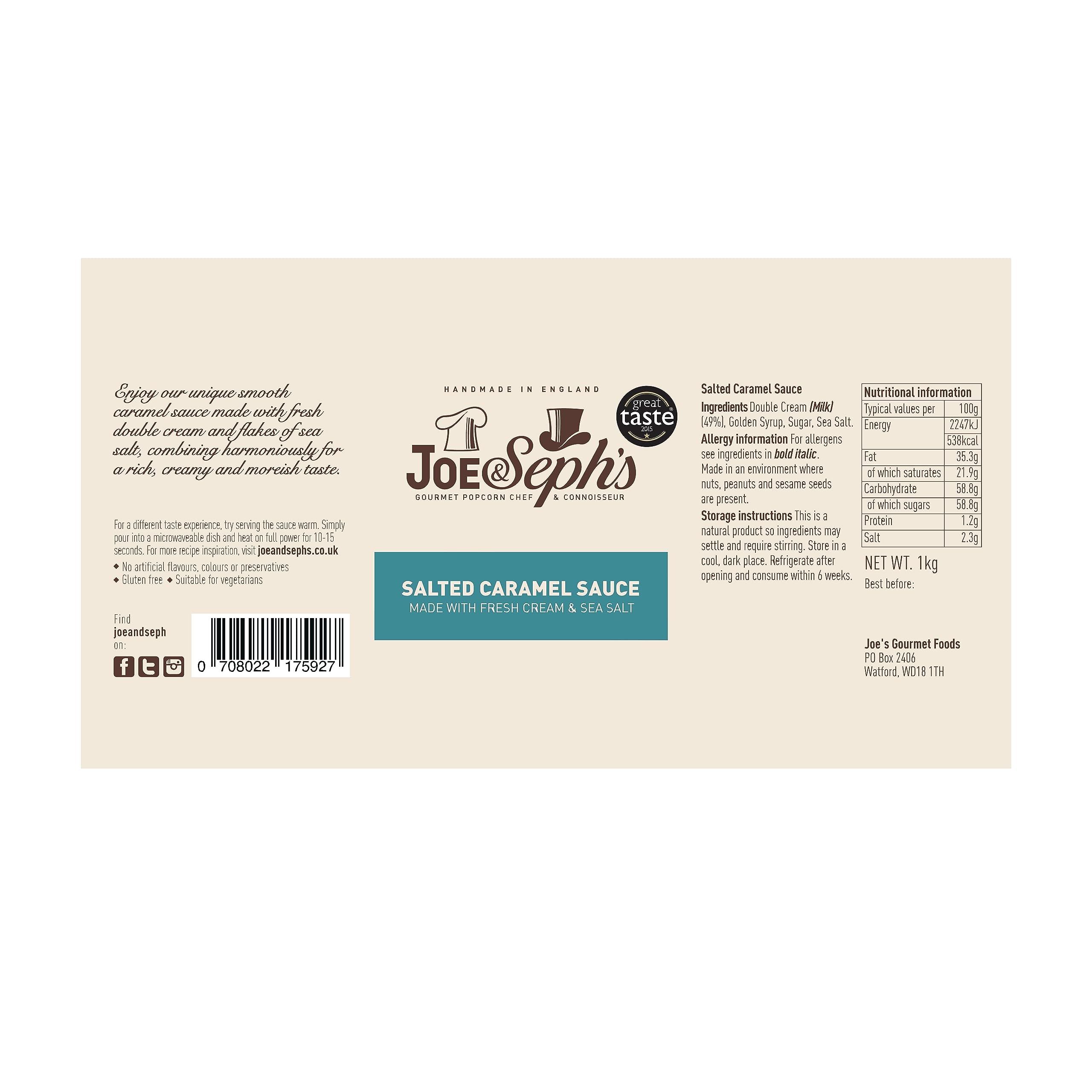 Joe & Seph's - Salted Caramel Sauce (1kg Bottle) | Great Taste Award-Winning Dessert Sauce 3