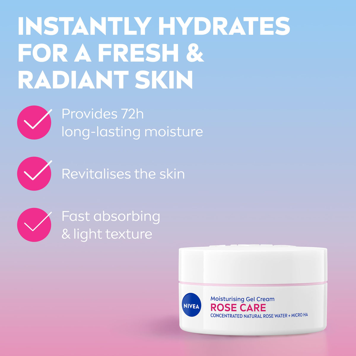 NIVEA Soft Rose 24h Hydrating Gel Cream - 50 ml