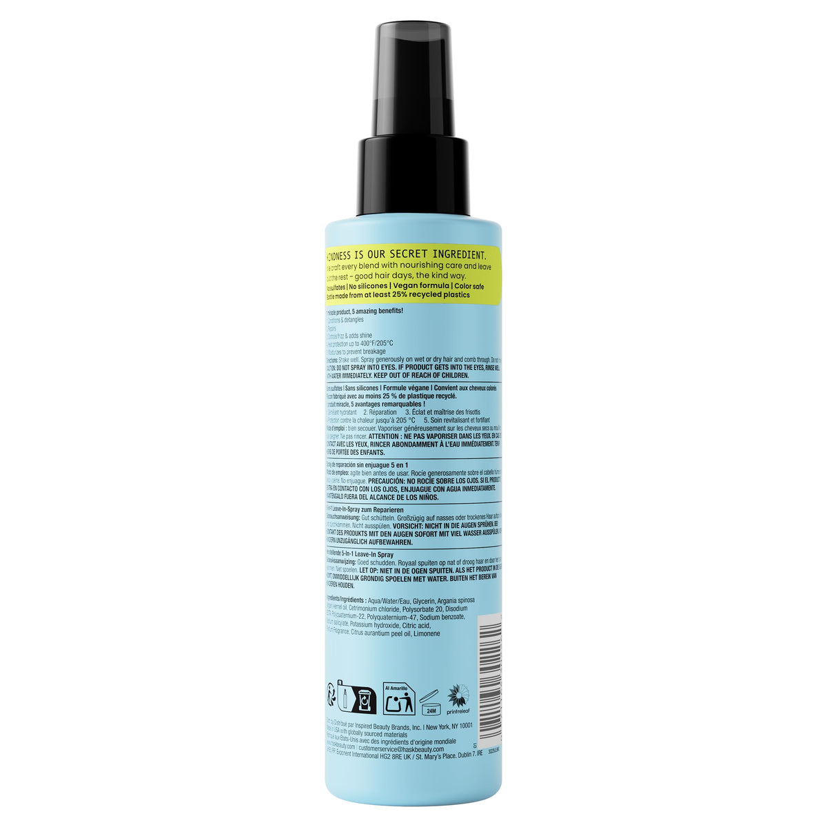 HASK Argan Oil 5-in-1 Leave-In Conditioner Spray - Repairs Damage, Detangles, Adds Shine, Controls Frizz, Thermal Protection - 175 ml