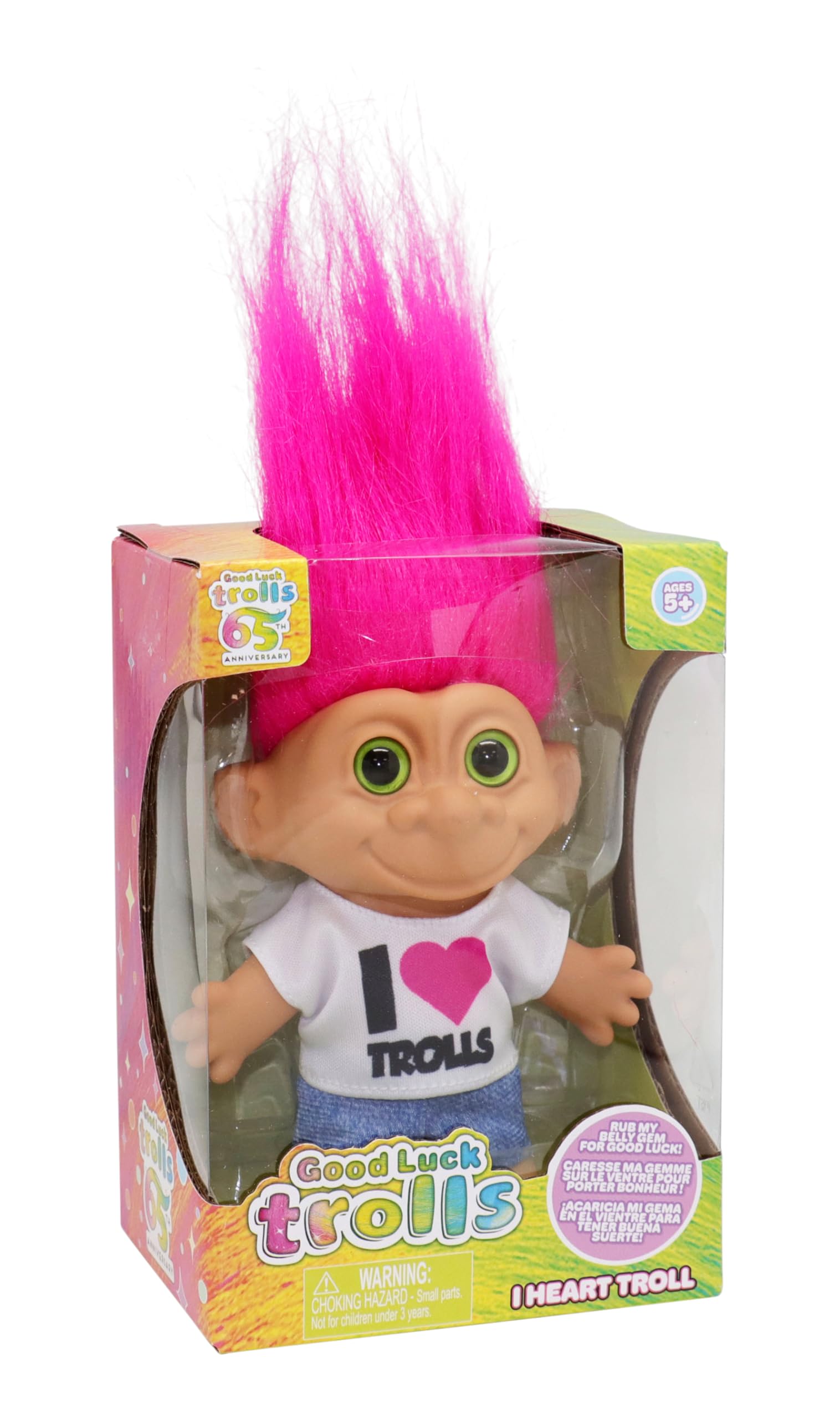 Good Luck Trolls 4" Doll - I Heart Troll, 80's Glam Fusion, Retro Rainbow Figure by BANDAI 1