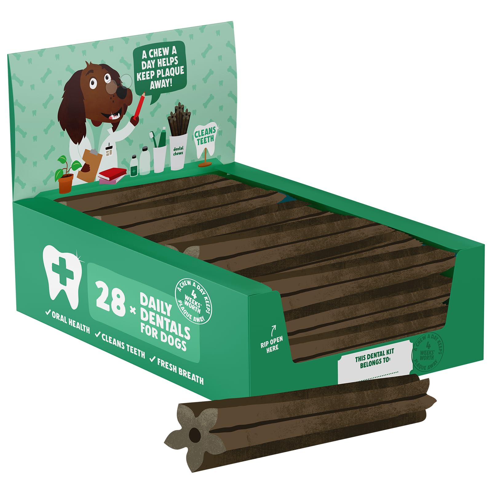 Denzel's Large Dog Dental Sticks - Peanut Butter & Peppermint - 28 Count 1