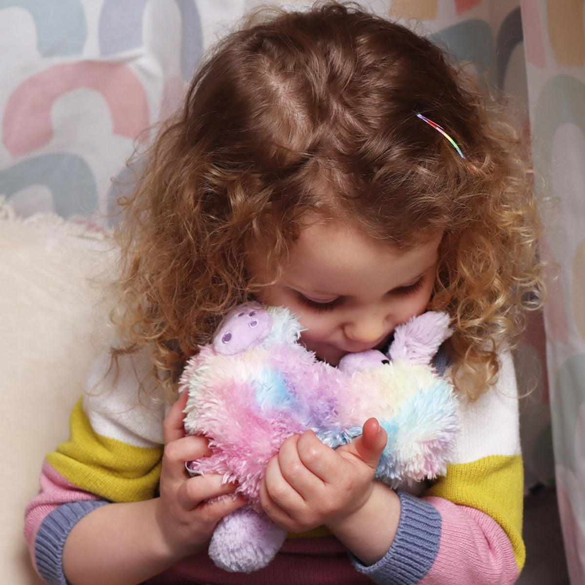 Curlimals Bo Rainbow Bunny Interactive Rabbit Teddy Bear - 50+ Sounds, Age 3+