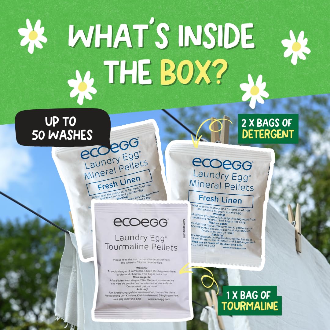 Ecoegg Laundry Egg Refills Detergent and Fabric Softener Replacement Mineral Pellets Fresh Linen