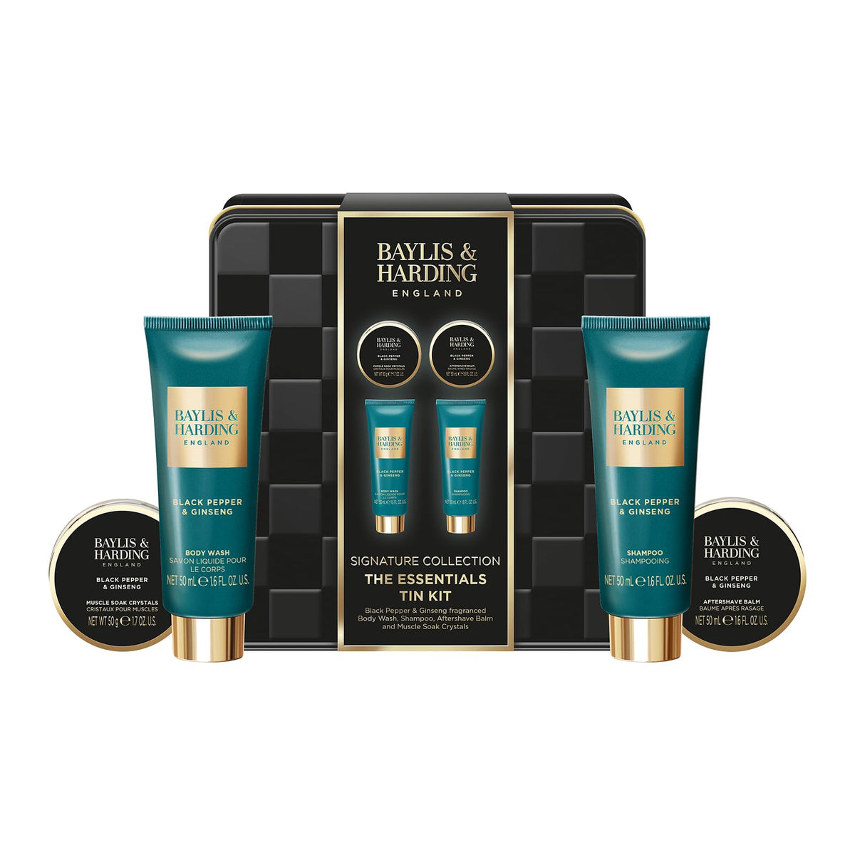 Baylis & Harding Men's Signature Essentials Tin Kit Gift Set - 4-Piece Grooming Set
