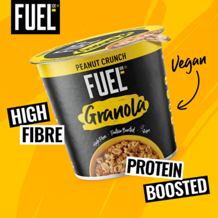 FUEL10K Peanut Crunch Protein Granola Cereal Pot, 70g (Pack of 8)