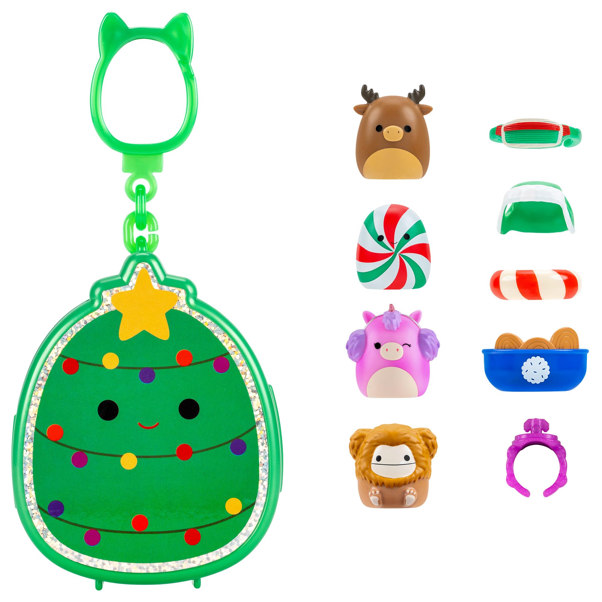 Squish-a-longs Carol the Christmas Tree Clip-a-longs Holiday Pack with 4 Mini-Squish Figures 9