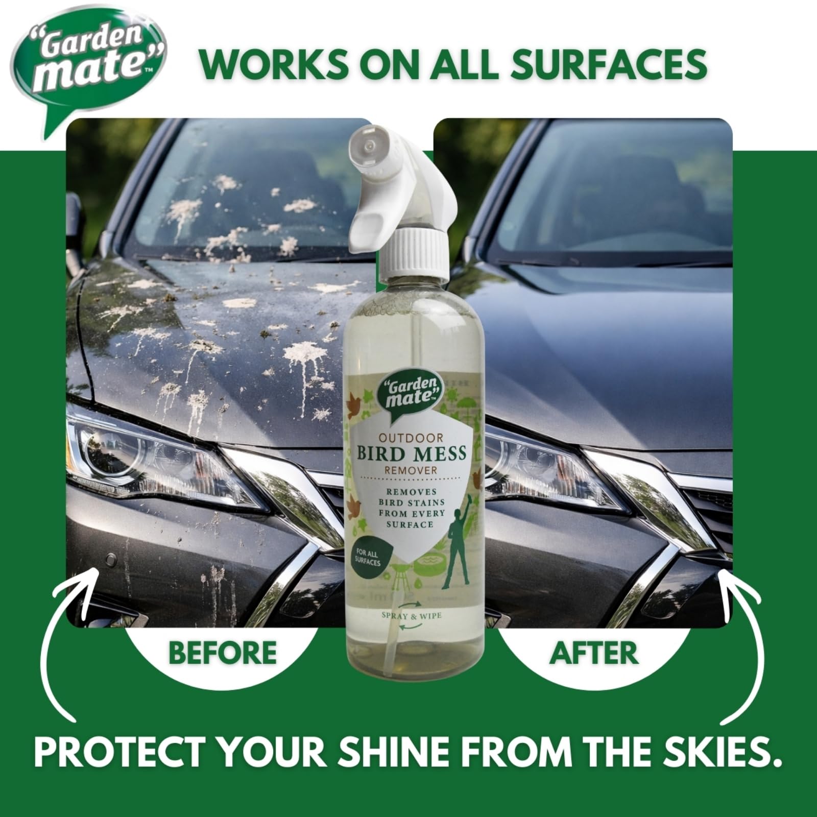Garden Mate Bird Mess Remover Spray - Powerful Foaming Action | 500ml | No Scent 6