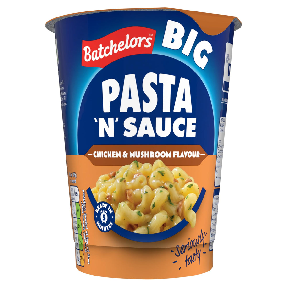 Batchelors Big Pasta 'n' Sauce Chicken & Mushrooms Ready Meal Pot - 85 g, Pack of 4
