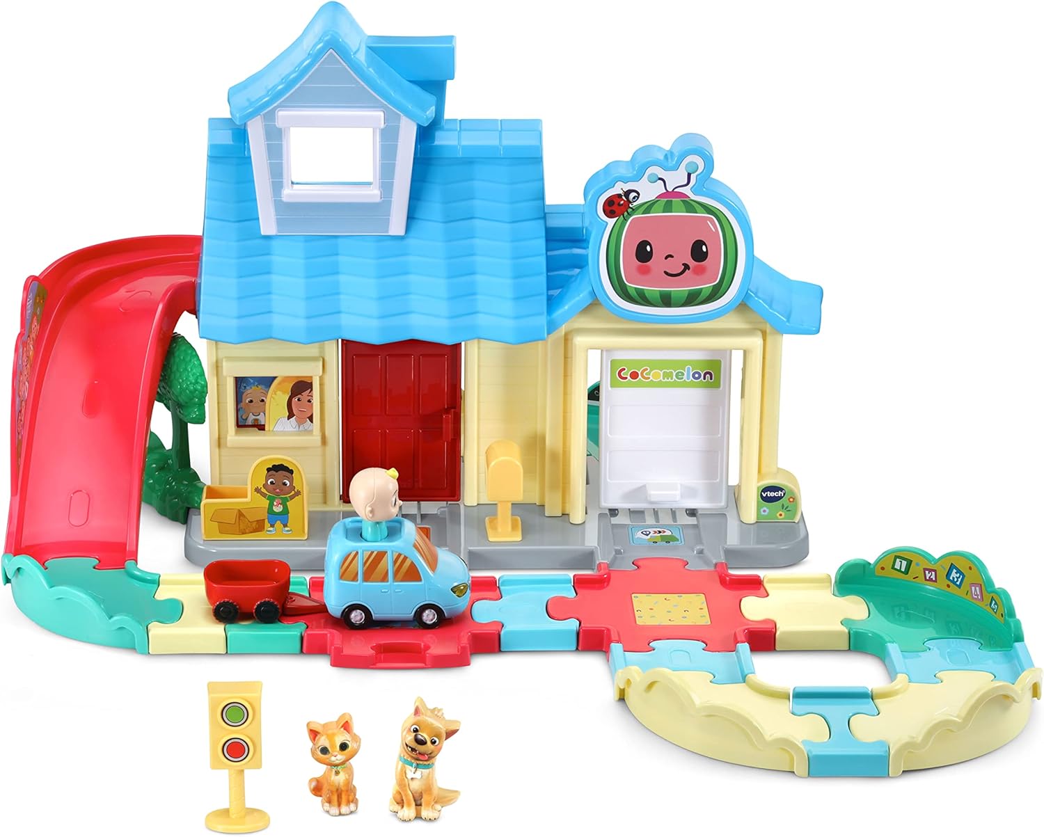 VTech Toot-Toot Drivers CoComelon JJ's House Track Set - Interactive Musical Playset for Toddlers 1